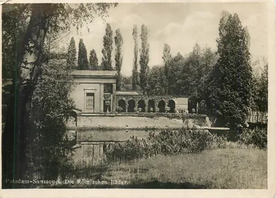 Potsdam-Sanssouci — Os Banhos Romanos — Echte Photographie, Nr. 235, Verlag R. Municipal- und Holliganzes, Schöntzendorfer Str. 23