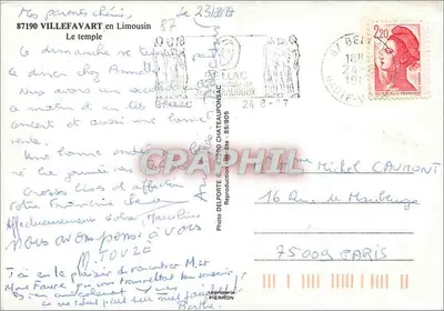 Villefart — O templo — Foto Delfort & Chateauponsac — Verso