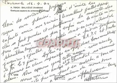 Balazuc — aldeia sobre a Ardèche — Edições J. Cellard — Verso