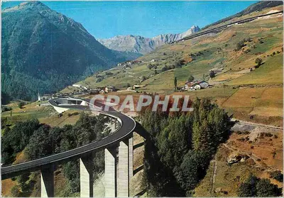 Valle d'Aosta - ST. RHEMY BOSSES m. 1619 - Panorama e viaduto do Gran S. Bernard