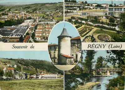 RÉGNY (Loire) — vista panorâmica e monumento — IMP. MACON (CIM)