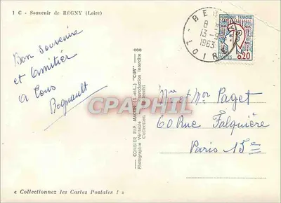 RÉGNY (Loire) — vista panorâmica e monumento — IMP. MACON (CIM) — Verso