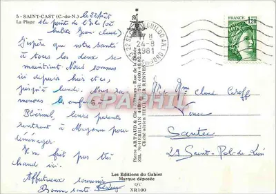 Saint-Cast (C.-du-N.) — Plaża mostu na wyspie — Les Éditions du Gabier, XR100 — Rewers