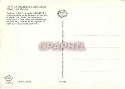La Chapelle-d'Angillon — Castelo — Imprimeur Combier — Verso