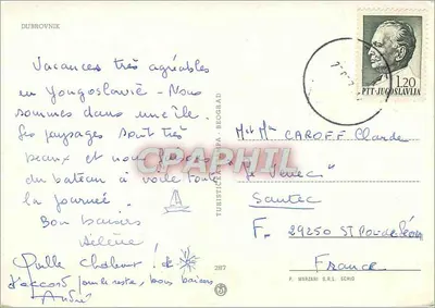 Ruela de Dubrovnik — Croácia — editada por P. Marzari S.R.L. (n°287) — Verso