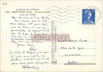 Saint-Tropez — Kąt portu z jachtami — Les Bords de la Riviera, éditions de France — Rewers