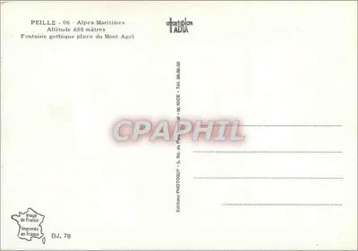 Peille - Alpes-Maritimes — Gotycka fontanna na placu Mont Agel — Éditions Photoguy — Rewers
