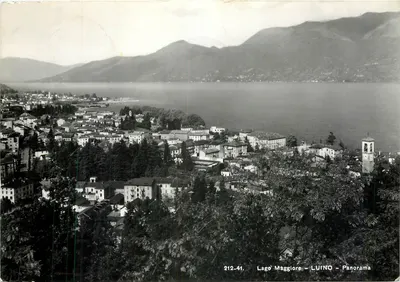 Bilhete postal moderno Lago Maggiore Luino Panorama