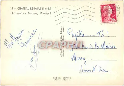 Château-Renaud (Loire-et-Loire) — « La Source » Camping Municipal — Éditions Gaby — Verso