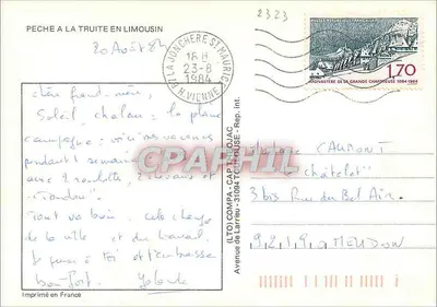 Pescaria de truta no Limousin — editor não visível, n° de série não legível — Verso