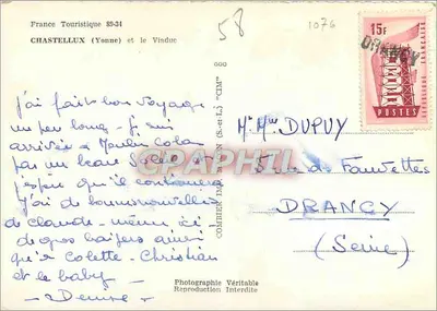 Chastellux (Yonne) e o Viaduto — Fotografia Verdadeira — editor Combier, série 58 — Verso