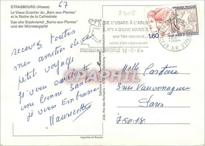Strasburg — Stare dzielnice «Bain-aux-Plantes» i katedralna wieża — Wydawnictwo Romanów — Rewers