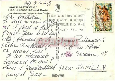 Ogólny widok plaży i Wzgórza Revard — Jezioro Bourget — Wydawca Edy, nr 516-S — Rewers