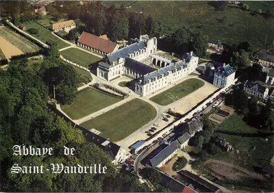 Abadia de Saint-Wandrille — vista aérea — Edições Dubray, n° 191/76