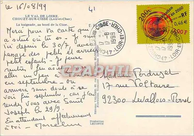 Chouzy-sur-Cisse — A natação à beira da Cisse — Editor LECONTE — Verso