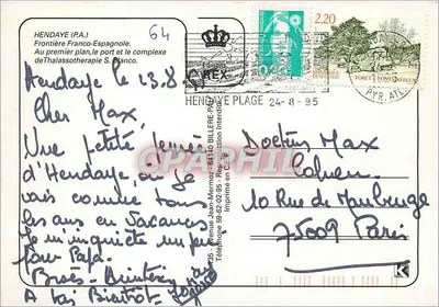 Hendaye — vista aérea do porto e da praia — editor Jean Mermoz — Verso
