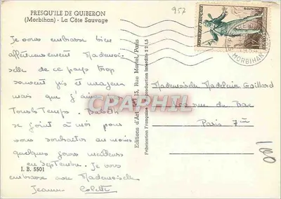 Falująca fala — Presqu'île de Quiberon — Wydawnictwo Sztuki, Paryż — Rewers