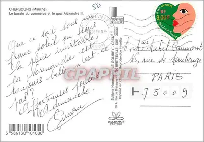 Cherbourg — Port z dużym jachtowcem — Éditions de la Manche — Rewers