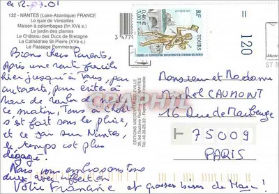 Nantes — Pamiątka z Nantes — Wydawnictwo Mieville z Nantes — Rewers