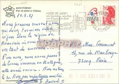 Port rybacki i Zamek — Pornic — Wydanie 496, seria 57206 — Rewers