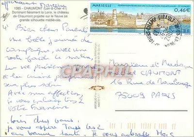 Chaumont — Kasteel en portret — uitgever Artaud — Achterkant