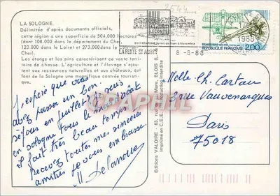 La Sologne — regione turistica e agricola — Edizioni VALORE — Verso