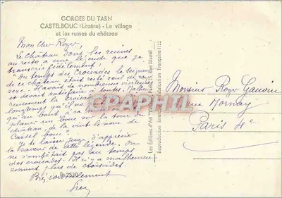 Gorges do Tarn — Castelbouc e as ruínas do castelo — Les Éditions d'Art de Paris — Verso