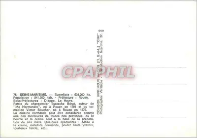 Seine-Maritime — Tarjeta postal turística con mapa y fotos de lugares — Editor Combier — Reverso