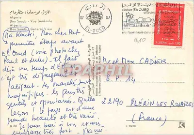 Bou Saada — Vista Geral — Sociedade Nacional de Edição e Difusão, Argélia — Verso
