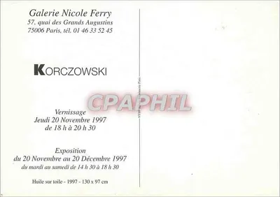 Exposição Korczowski — Galeria Nicole Ferry, Paris — 1997 — Verso
