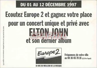 Elton John — 10 lat Europe 2 — promocja koncertu i albumu — Rewers
