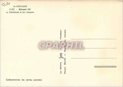 Quimper — A Catedral e os muros — Les Éditions Audière (Finistère) — Verso