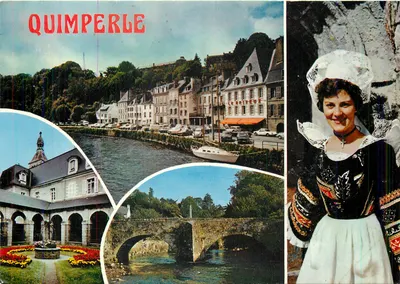 Quimperlé — visão panorâmica e traje breton — Edições Artaud e Cie