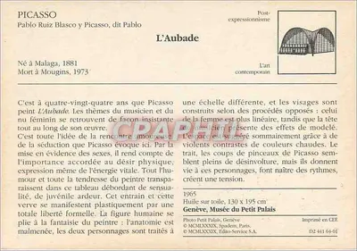 L'Aubade — Pablo Picasso — Uitgever Spadem, Parijs, n° D2 441 64-01 — Achterkant
