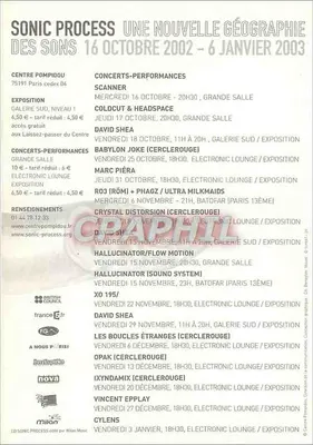 Sonic Process — Centro Pompidou — exposição e concertos 2002-2003 — Verso