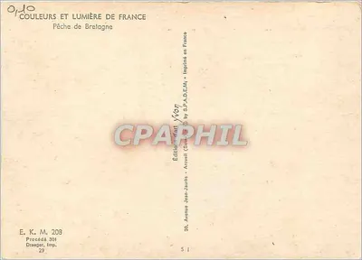 Pescaria da Bretanha — Edição K. M. 208 — Impresso na França — Verso