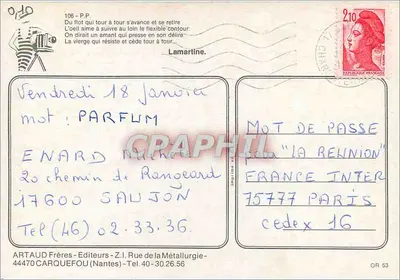 Filete de pesca ao pôr do sol — vista de porto — editor ARDAUD Frères, Nantes — Verso