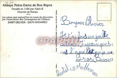 Abadia Notre-Dame de Bon Repos — ruínas — CPAPHIL — Verso