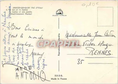 Enghien-les-Bains — Lago, Casino Municipal e Estabelecimento Termal — Editor E.D.U.G. — Verso