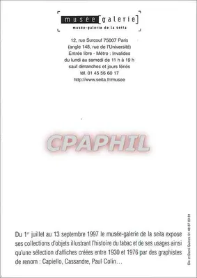 Tres cerillas — exposición en el museo-galería de la Seita — Gráfica / París — Reverso