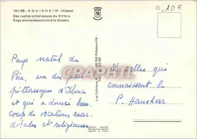 Eguisheim (Alzacja) — paski uliczne z XVI wieku — Wydawnictwo Ribeauvillé — Rewers