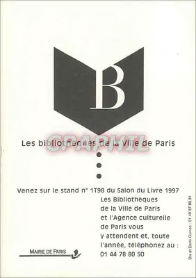As bibliotecas da Cidade de Paris — Salão do Livro 1997 — Prefeitura de Paris — Verso