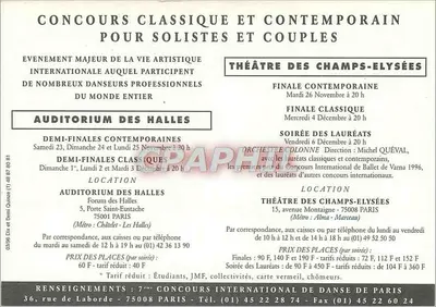 7º Concurso Internacional de Dança de Paris — Mairie de Paris — 1996 — Verso