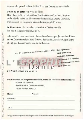 De Hel van Dante — cyclus van films, lezingen, voordracht — Auditorium van het Louvre, 1996 — Achterkant