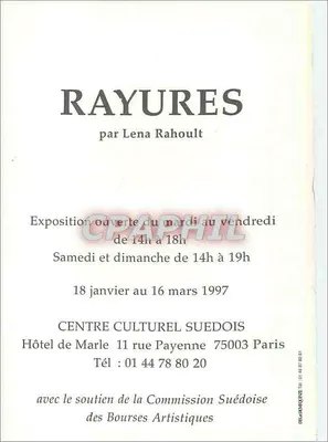 Wystawa 'RAYURES' — autor: Lena Rahoult — Centrum Kultury Szwedzkiej, Paryż — Rewers