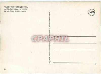 Zamek Schleissheim — fasada ogrodu — wydawca J. Härtl, Monachium, seria S2 — Rewers