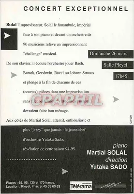 Concert excepcional — Martial Solal — Sala Pleyel — 26 março 95 — Verso