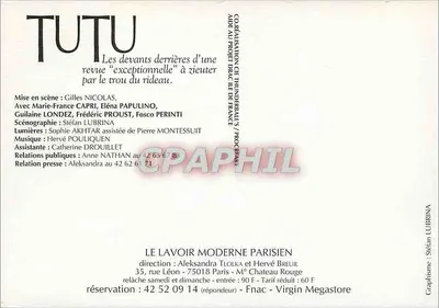 TUTU — Wyjątkowa wydanie — Le Lavoire Moderne Parisien — Rewers