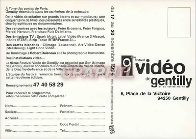 9. Festiwal wideo w Gentilly i w departamencie Val-de-Marne — 17–20 listopada 1994 — Rewers