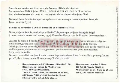 Nana — Film Jeana Renoira — Audytorium Louvre, listopad 1994 — Rewers